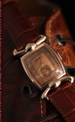 こだわりを重ねたグリュエンのローズ色のアンティーク腕時計【1940年頃】-W1472-1
