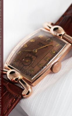 こだわりを重ねたグリュエンのローズ色のアンティーク腕時計【1940年頃】-W1472-11