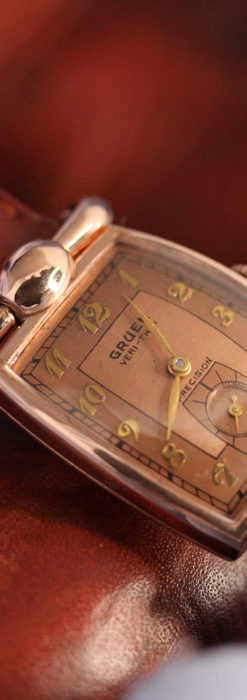 こだわりを重ねたグリュエンのローズ色のアンティーク腕時計【1940年頃】-W1472-2