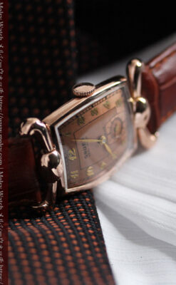 こだわりを重ねたグリュエンのローズ色のアンティーク腕時計【1940年頃】-W1472-8