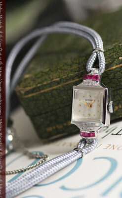 ロンジン 金無垢女性用アンティーク腕時計 ルビーとダイヤ装飾 【1943年製】-W1474-10