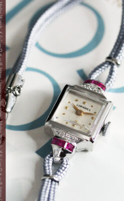 ロンジン 金無垢女性用アンティーク腕時計 ルビーとダイヤ装飾 【1943年製】-W1474-12