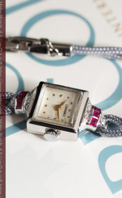 ロンジン 金無垢女性用アンティーク腕時計 ルビーとダイヤ装飾 【1943年製】-W1474-13