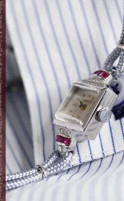 ロンジン 金無垢女性用アンティーク腕時計 ルビーとダイヤ装飾 【1943年製】-W1474-4