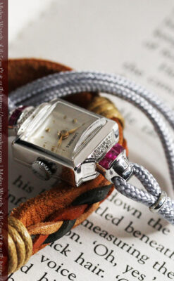 ロンジン 金無垢女性用アンティーク腕時計 ルビーとダイヤ装飾 【1943年製】-W1474-6