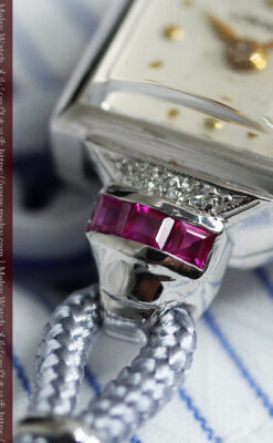 ロンジン 金無垢女性用アンティーク腕時計 ルビーとダイヤ装飾 【1943年製】-W1474-7