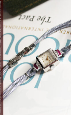 ロンジン 金無垢女性用アンティーク腕時計 ルビーとダイヤ装飾 【1943年製】-W1474-8