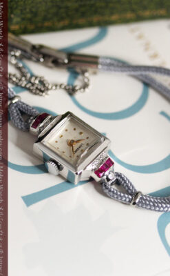 ロンジン 金無垢女性用アンティーク腕時計 ルビーとダイヤ装飾 【1943年製】-W1474-9