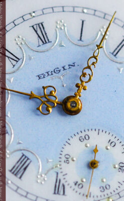 エルジン アンティーク腕時計 趣き深い青と銀の文字盤 【1904年製】-W1475-1