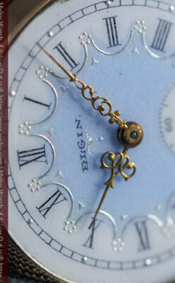 エルジン アンティーク腕時計 趣き深い青と銀の文字盤 【1904年製】-W1475-10