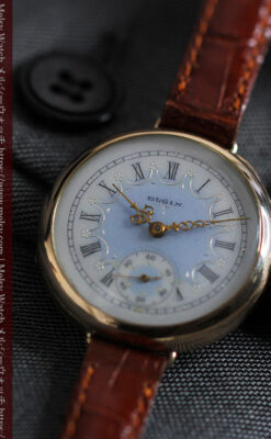 エルジン アンティーク腕時計 趣き深い青と銀の文字盤 【1904年製】-W1475-4