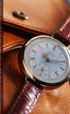 エルジン アンティーク腕時計 趣き深い青と銀の文字盤 【1904年製】-W1475-6