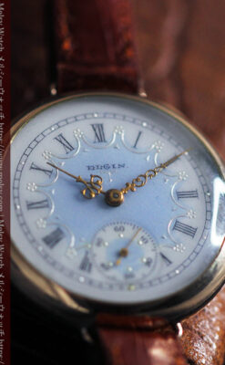 エルジン アンティーク腕時計 趣き深い青と銀の文字盤 【1904年製】-W1475-7