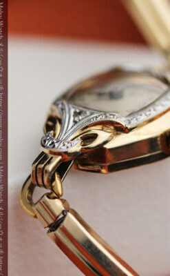 ブローバの金銀2色の装飾際立つ女性用アンティーク腕時計 【1942年製】-W1477-11