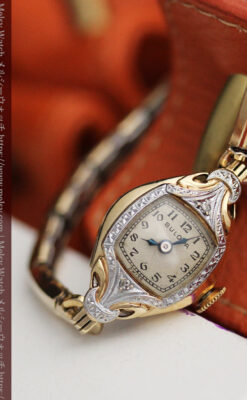 ブローバの金銀2色の装飾際立つ女性用アンティーク腕時計 【1942年製】-W1477-3