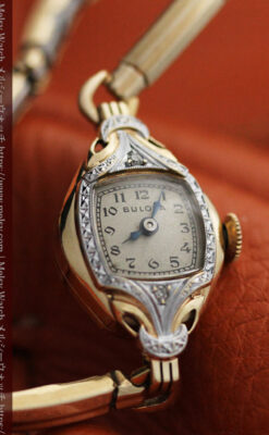 ブローバの金銀2色の装飾際立つ女性用アンティーク腕時計 【1942年製】-W1477-6