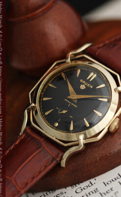 グリュエン アンティーク腕時計 蜘蛛・黒文字盤 【1950年頃】-W1478-2