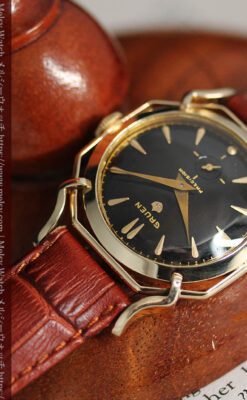 グリュエン アンティーク腕時計 蜘蛛・黒文字盤 【1950年頃】-W1478-3