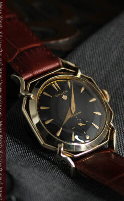 グリュエン アンティーク腕時計 蜘蛛・黒文字盤 【1950年頃】-W1478-7