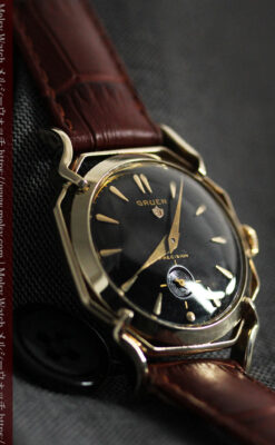 グリュエン アンティーク腕時計 蜘蛛・黒文字盤 【1950年頃】-W1478-9