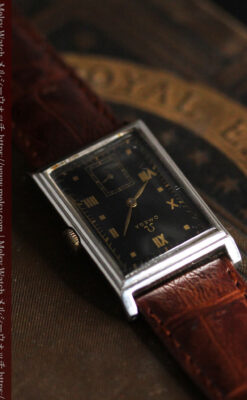 オメガ アンティーク腕時計 上品な黒と金のコントラスト 【1943年製】-W1481-1