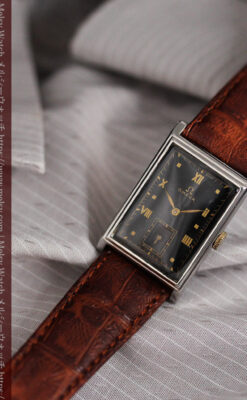 オメガ アンティーク腕時計 上品な黒と金のコントラスト 【1943年製】-W1481-10