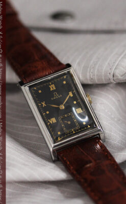 オメガ アンティーク腕時計 上品な黒と金のコントラスト 【1943年製】-W1481-11