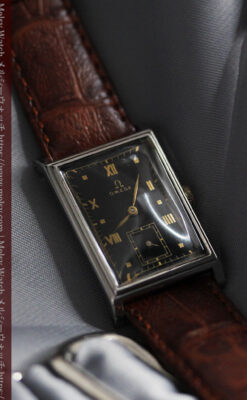 オメガ アンティーク腕時計 上品な黒と金のコントラスト 【1943年製】-W1481-12