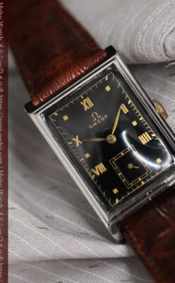 オメガ アンティーク腕時計 上品な黒と金のコントラスト 【1943年製】-W1481-13