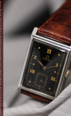 オメガ アンティーク腕時計 上品な黒と金のコントラスト 【1943年製】-W1481-14