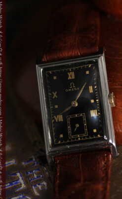 オメガ アンティーク腕時計 上品な黒と金のコントラスト 【1943年製】-W1481-6