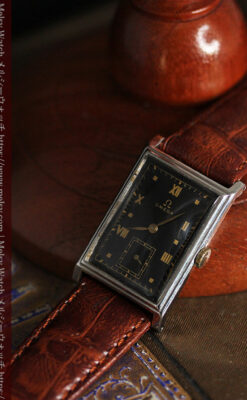 オメガ アンティーク腕時計 上品な黒と金のコントラスト 【1943年製】-W1481-7