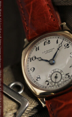 英国ベンソン クッション型の金無垢アンティーク腕時計 【1950年頃】-W1484-12