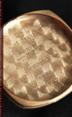 英国ベンソン クッション型の金無垢アンティーク腕時計 【1950年頃】-W1484-17