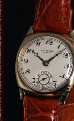 英国ベンソン クッション型の金無垢アンティーク腕時計 【1950年頃】-W1484-2