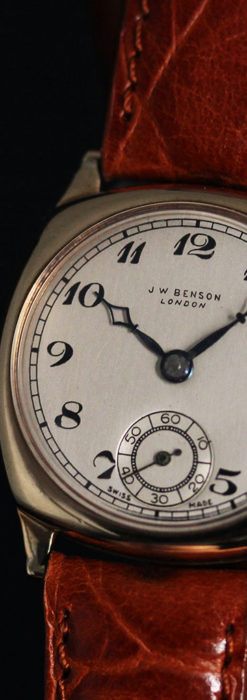 英国ベンソン クッション型の金無垢アンティーク腕時計 【1950年頃】-W1484-2
