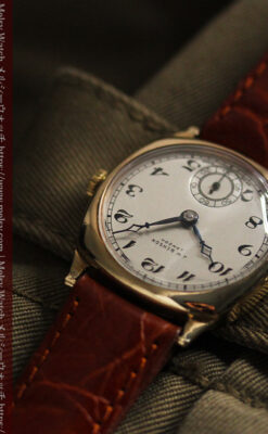 英国ベンソン クッション型の金無垢アンティーク腕時計 【1950年頃】-W1484-5