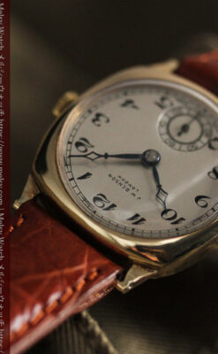 英国ベンソン クッション型の金無垢アンティーク腕時計 【1950年頃】-W1484-7