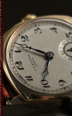 英国ベンソン クッション型の金無垢アンティーク腕時計 【1950年頃】-W1484-8