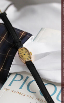 ロレックス 細長い樽型の女性用金無垢アンティーク腕時計 【1930年頃】-W1486-13