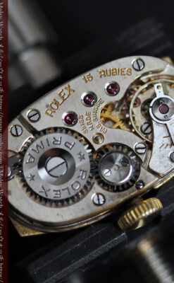 ロレックス 細長い樽型の女性用金無垢アンティーク腕時計 【1930年頃】-W1486-18