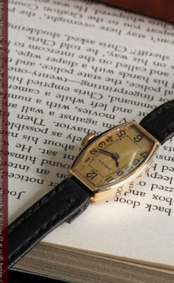 ロレックス 細長い樽型の女性用金無垢アンティーク腕時計 【1930年頃】-W1486-7