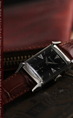 ブローバのダイヤモンドと黒文字盤の上品なアンティーク腕時計 【1958年頃】-W1489-1