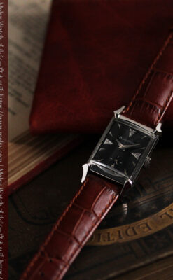 ブローバのダイヤモンドと黒文字盤の上品なアンティーク腕時計 【1958年頃】-W1489-10