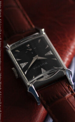 ブローバのダイヤモンドと黒文字盤の上品なアンティーク腕時計 【1958年頃】-W1489-2