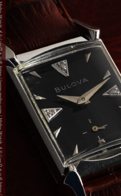 ブローバのダイヤモンドと黒文字盤の上品なアンティーク腕時計 【1958年頃】-W1489-4