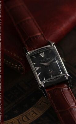 ブローバのダイヤモンドと黒文字盤の上品なアンティーク腕時計 【1958年頃】-W1489-5