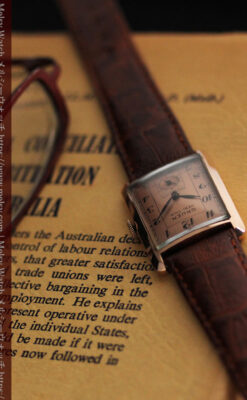 グリュエン 銀のアンティーク腕時計 カーブ＆ローズ色 【1940年頃】-W1491-1
