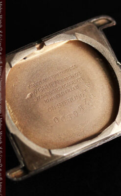 グリュエン 銀のアンティーク腕時計 カーブ＆ローズ色 【1940年頃】-W1491-16