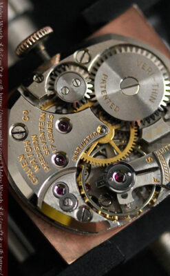 グリュエン 銀のアンティーク腕時計 カーブ＆ローズ色 【1940年頃】-W1491-17